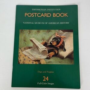 Vtg 1989 Smithsonian Dogs Puppies Postcard Book 24 vintage style colorful cards